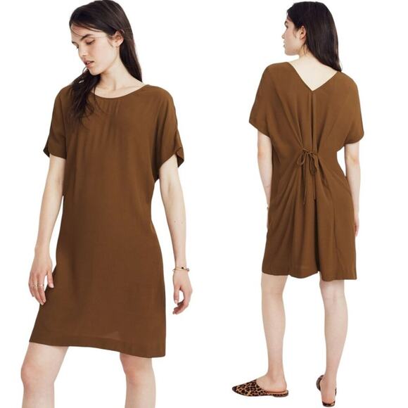 Madewell Downtown Tie-Back Dress Weathered Olive Size Large $118 MSRP - Picture 1 of 9